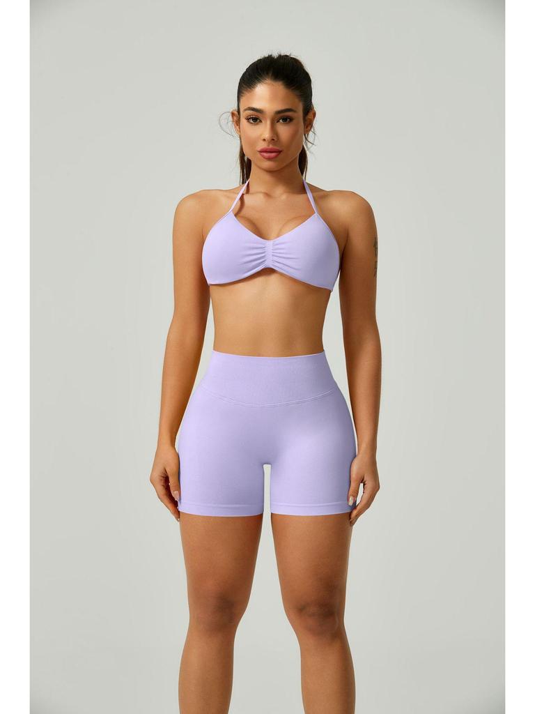 European Halter Neck Seamless Yoga Bra: Sexy, High Elasticity, Matte Finish, Beautiful Back Design