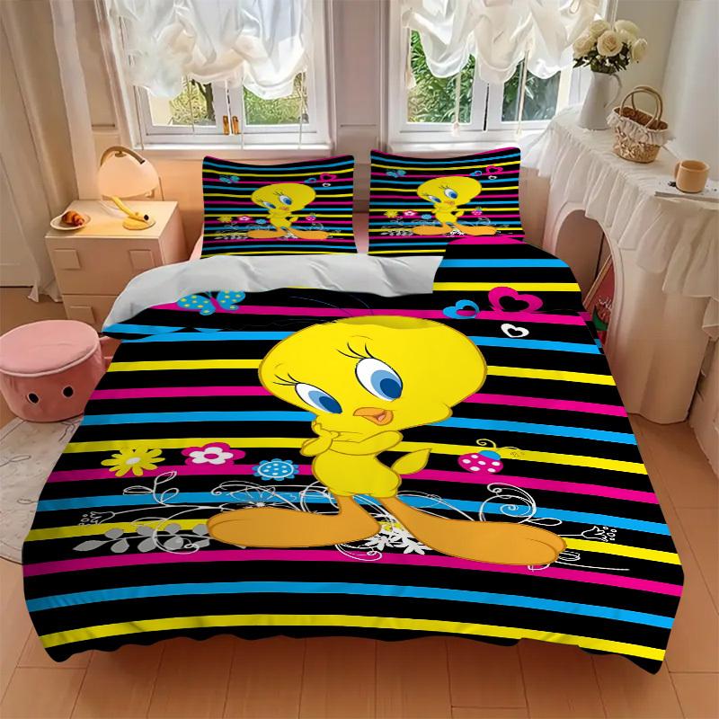 3pcs Tweety Bird Cover Set,Soft Comfortable Duvet Cover,Guest Room (1*Duvet Cover + 2*Pillowcases, Without Core) yy251024110