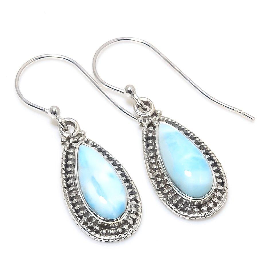 Natural Republic Larimar Edelstein 925 Sterlingsilber Ohrring 1,50" i4w41