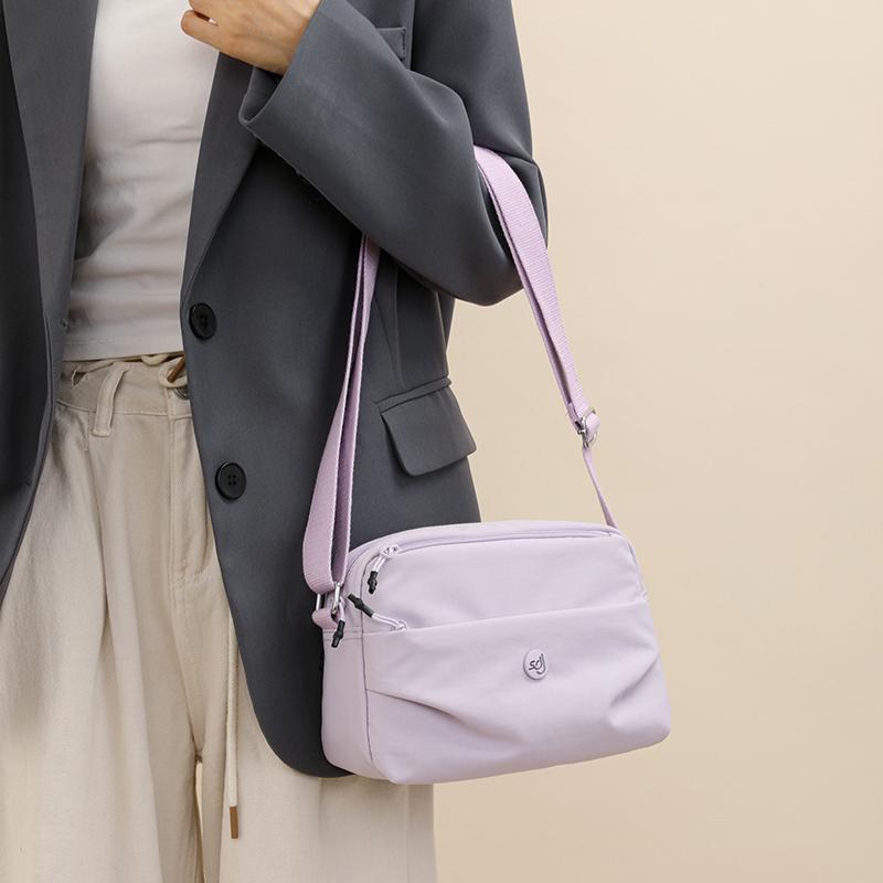 Women Small Capacity Tote Bag Waterproof Nylon Multi-Compartment Shoulder Bag Office Commute Crossbody Purse with Soft Fabric