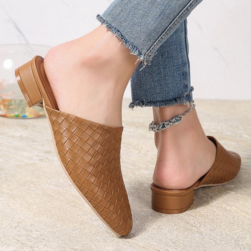 Summer women's bag head slippers flat bottom European and American large size shoes cool slippers new sandals non-slip flat slippers