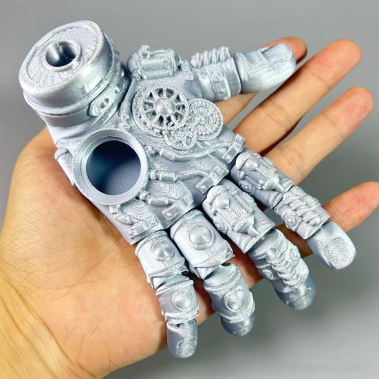 3D Printed Mechanical Hand Figurine Movable Joints Robotic Hand Statue Stress Relief Palm Fidget Toy Home Office Desktop Decoration Ornament