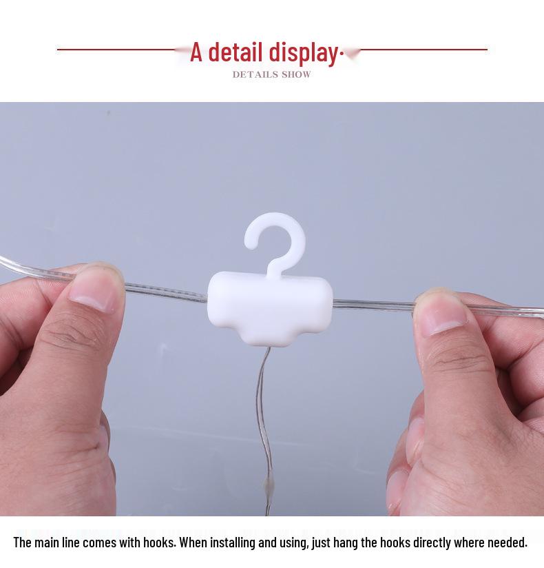 USB Remote-Controlled Copper Wire Curtain Lights with Christmas Stars & Snowflakes, Leather Line, for Holiday Decor