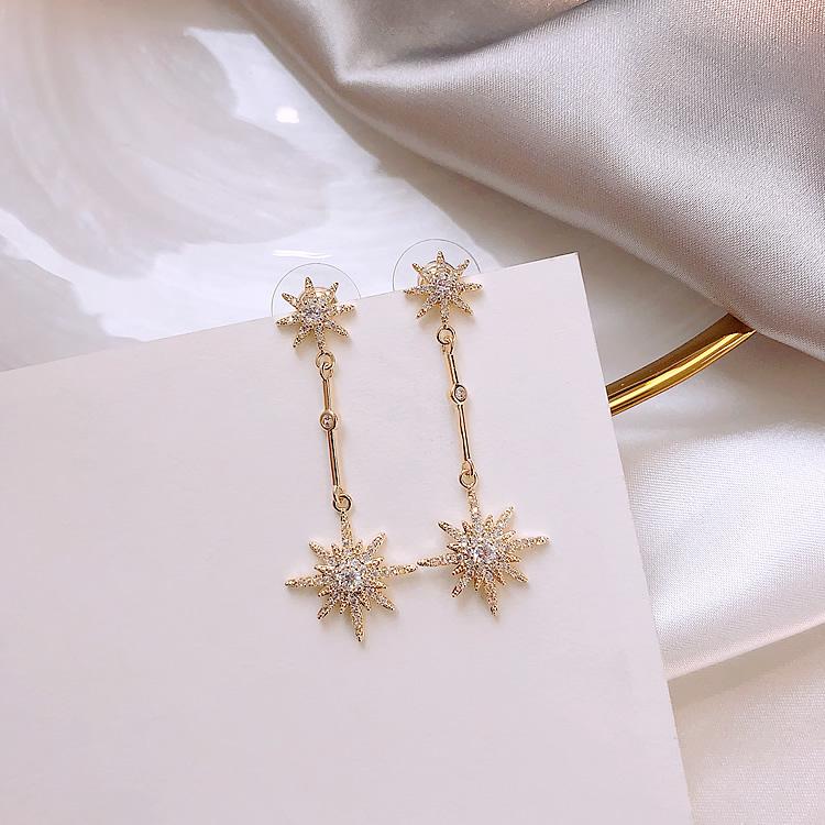 Fashion Crystal Star Long Earrings for Women with Earrings for Friends Gift Trendy Earrings Exaggerated Earrings
