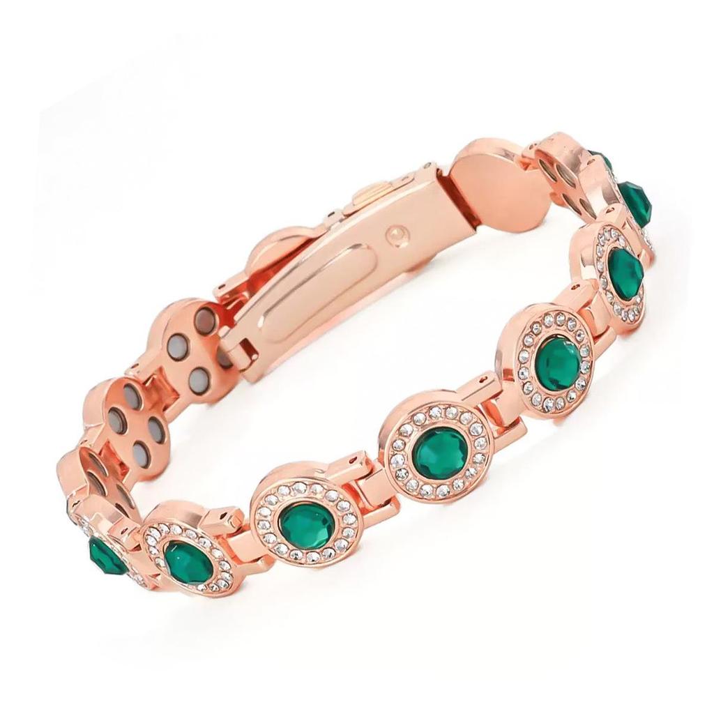 European & American Magnetic Bracelet: Fashionable Four-leaf Clover Alloy with Diamond Inlay, Single Row Magnetic Jewelry for Women.