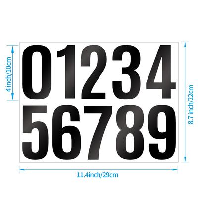 Large 4 Inch Reflective Number Sticker Glossy Metal Silver Black Self Adhesive for Mailbox Address ID