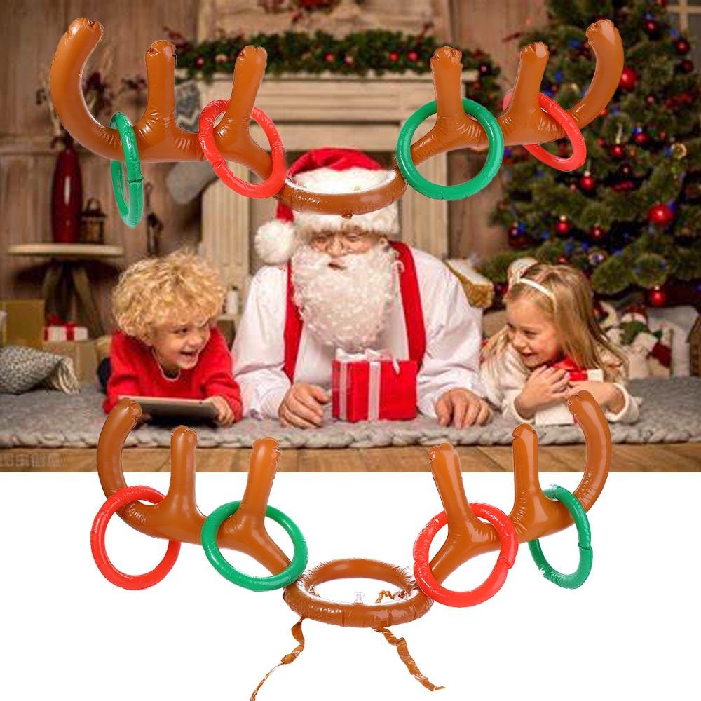 Gift Outdoor Ring Toss Reindeer Inflatable Antler Hat Ferrule Game Inflated Toys Christmas Headband