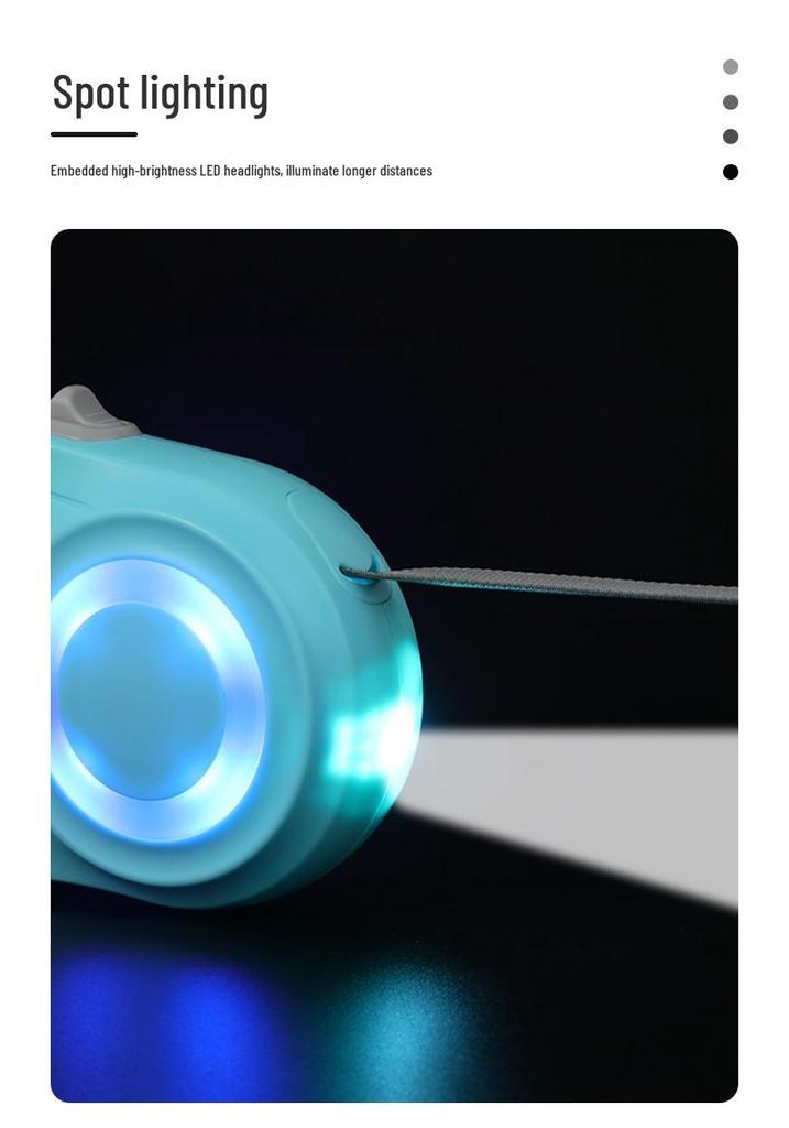 LED Retractable Dog Leash - Tangle-Free, Luminous Rope for Safe Walks.