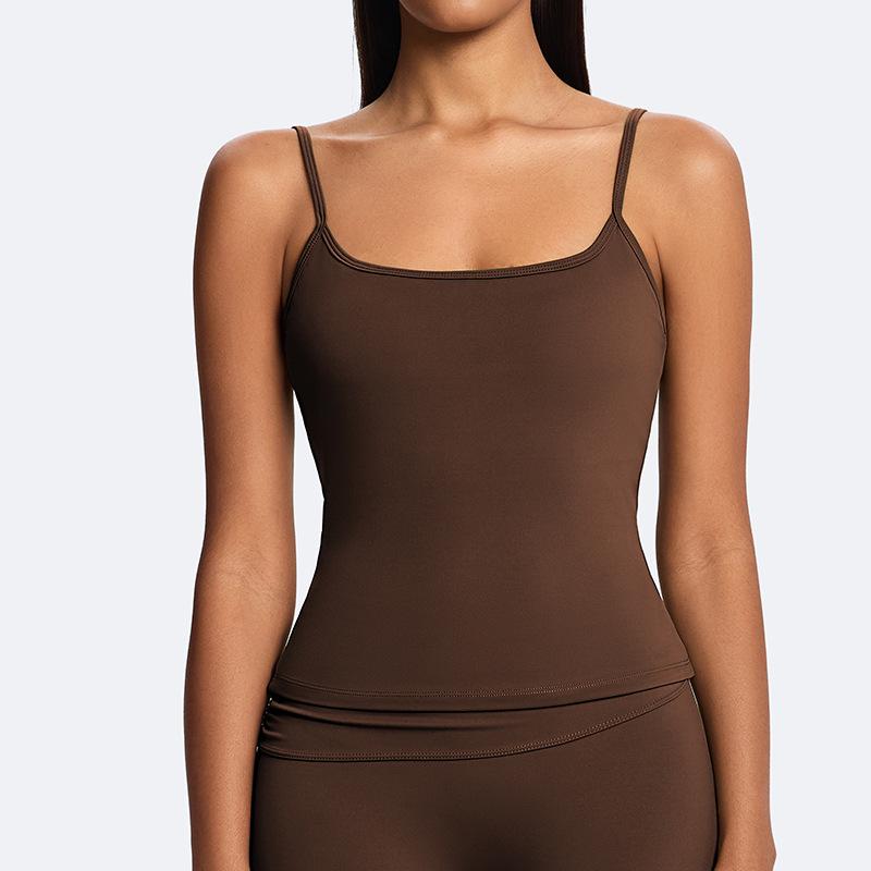 Экологичный двухслойный безрукавный кофейный йога-комплект - Стройнящая и формирующая тело одежда для фитнеса XXL