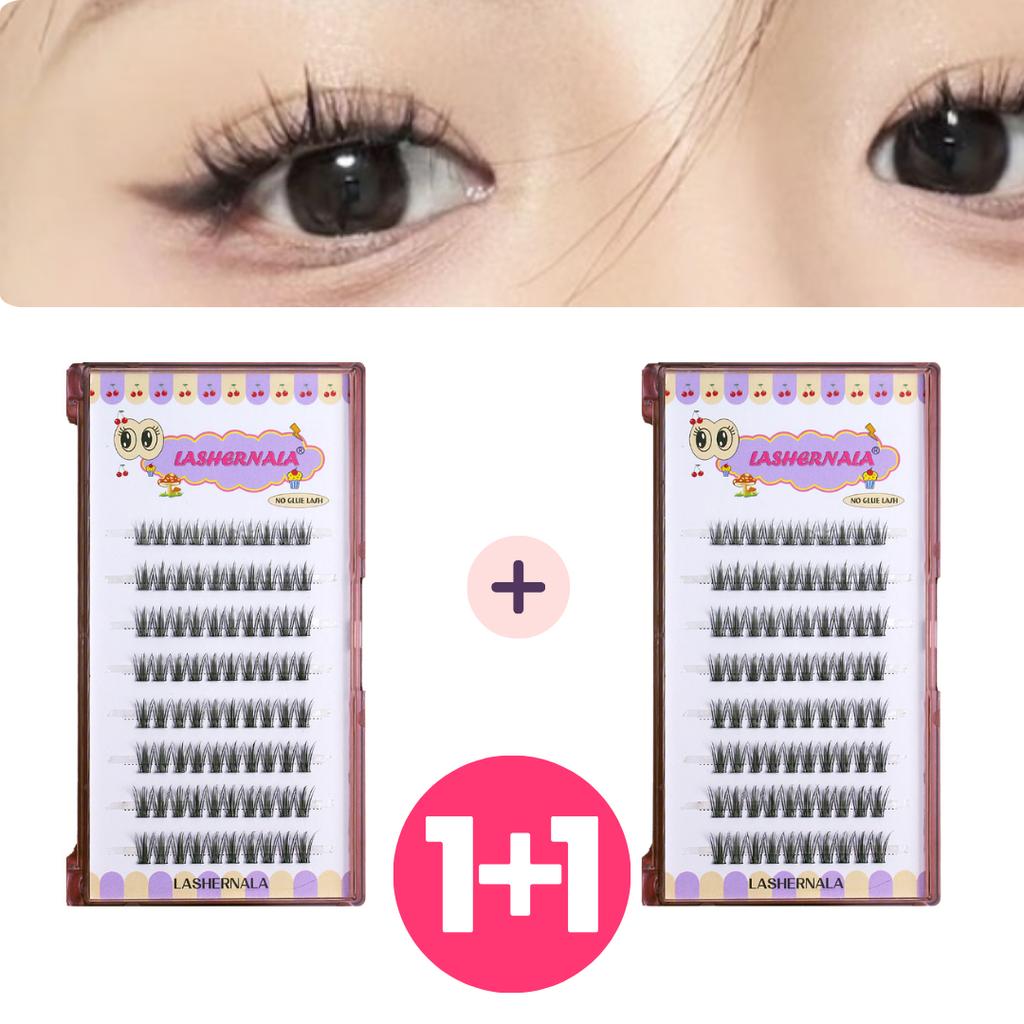 1+1 Lashernala 160-Strand Eyelash Extensions, No-Glue Eyelashes, Eyebrow Extensions, Strand Eyelashes, Cat Eye Heart Signal