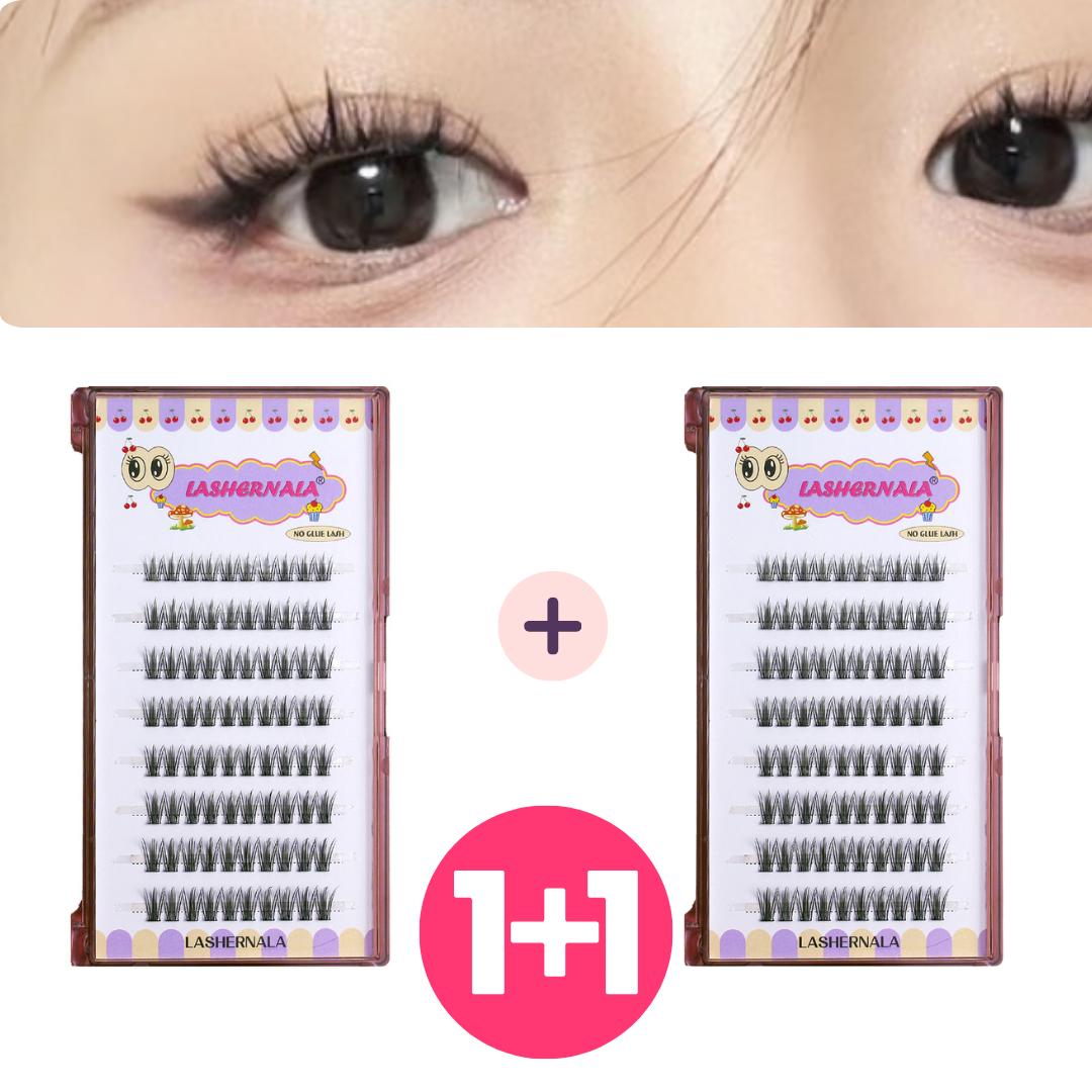 

1+1 Lashernala 160-Strand Eyelash Extensions, No-Glue Eyelashes, Eyebrow Extensions, Strand Eyelashes, Cat Eye Heart Signal one color