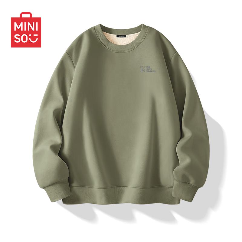 MINISO Men's Relaxed Fit Fleece Lined Crew Neck Sweatshirt