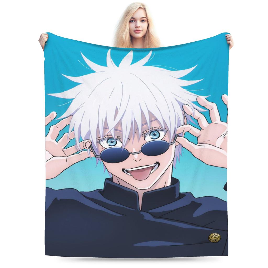 Warm Cozy Blanket Picnic Gojo Satoru Bedding Throws Novelty Bedspread For Couch Bed