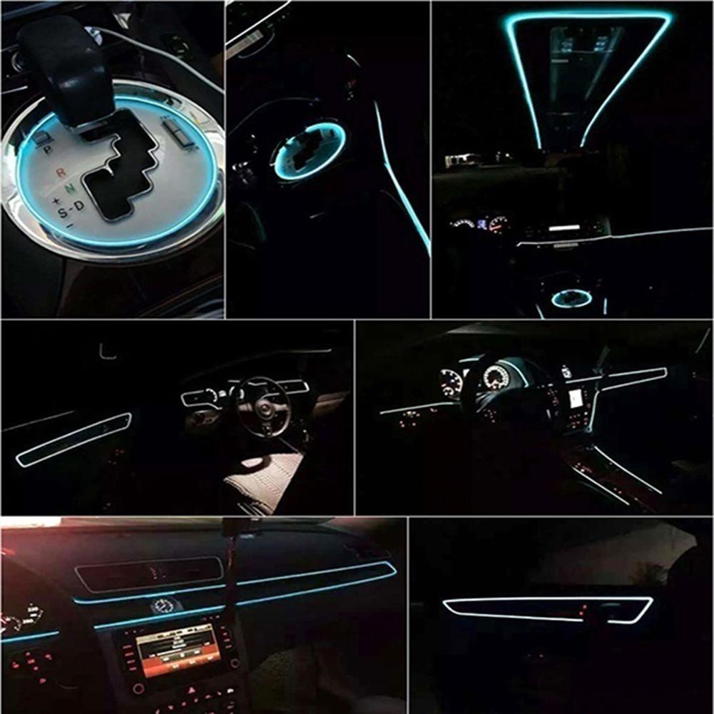 Car Interior Lighting 1m/2m/3m/5m Strips Auto LED Strip Garland EL Wire Rope Car Decoration Neon LED Lamp Flexible Rope Tube