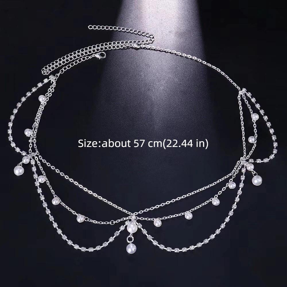 Full Rhinestone Head Chain Headpiece Pearls Tassel Crystal Meshes Headbands  Hair Accessories