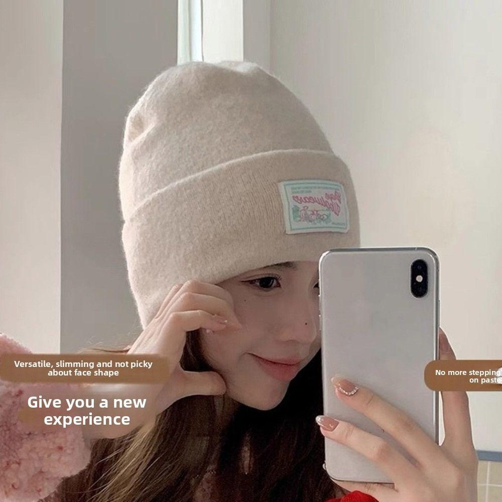 Keep Warm Knitted Pullover Hat Coldproof Beanies Cap Fashion Woolen Stacked Hat  Girls
