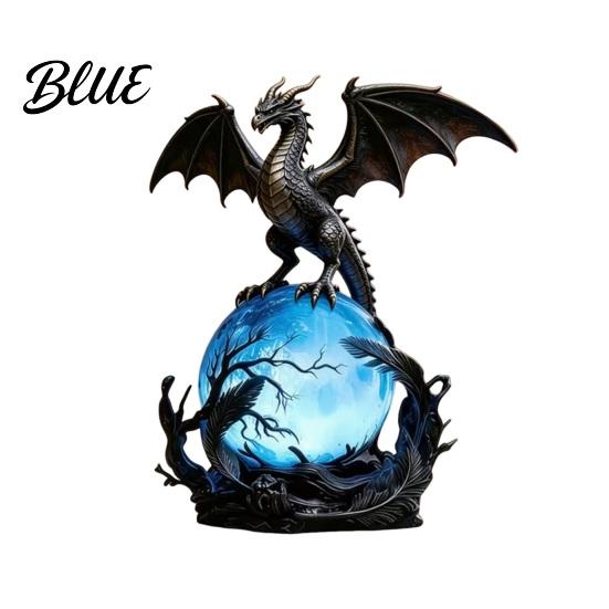 Resin Dragon Figurine Lamp USB Powered LED Light Gothic Style Decorative Ornament Fantasy Night Light Bedside Desk for Holiday Atmosphere