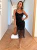 Summer new sexy dress v-neck fringed suspender skirt sequined slim skirt women's wholesale