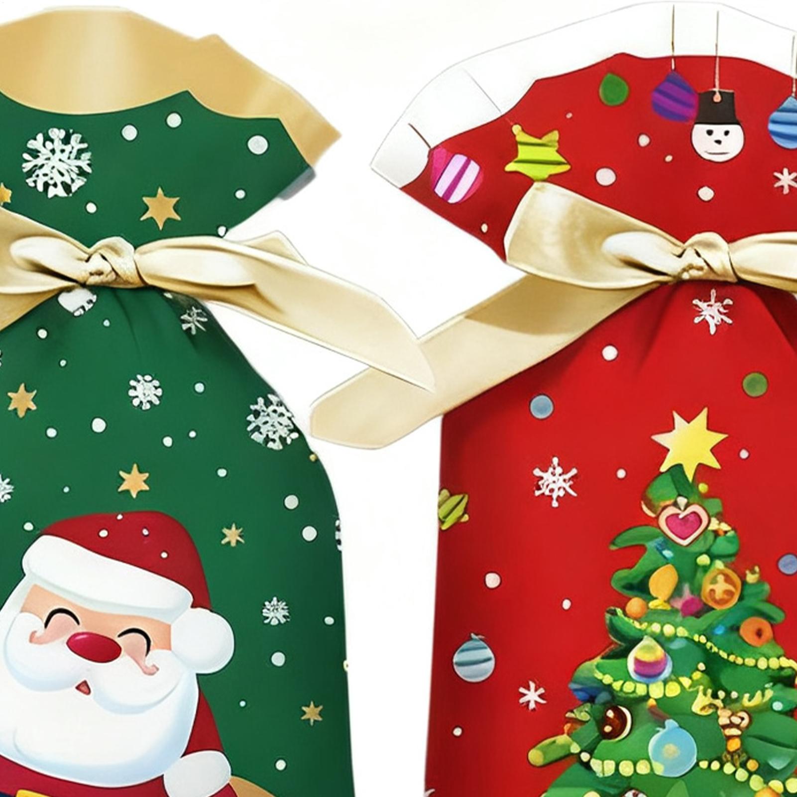 Christmas Bags 50 Pieces Reusable Drawstring Closure Basket Christmas Party Favor Bags For Cookie Snack Popcorn Halloween 15x23cm