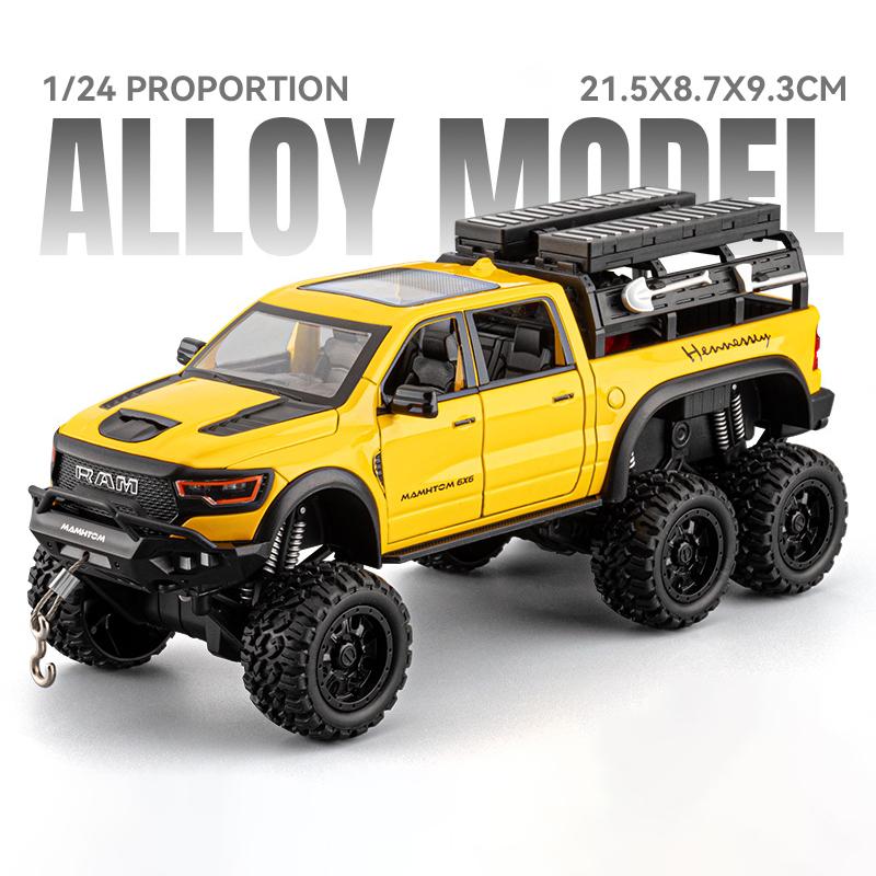 New 1:24 Mammoth 1000 TRX Picku Alloy Car Model Sound and Light Pull Back Children's Toy Collectibles Birthday gift