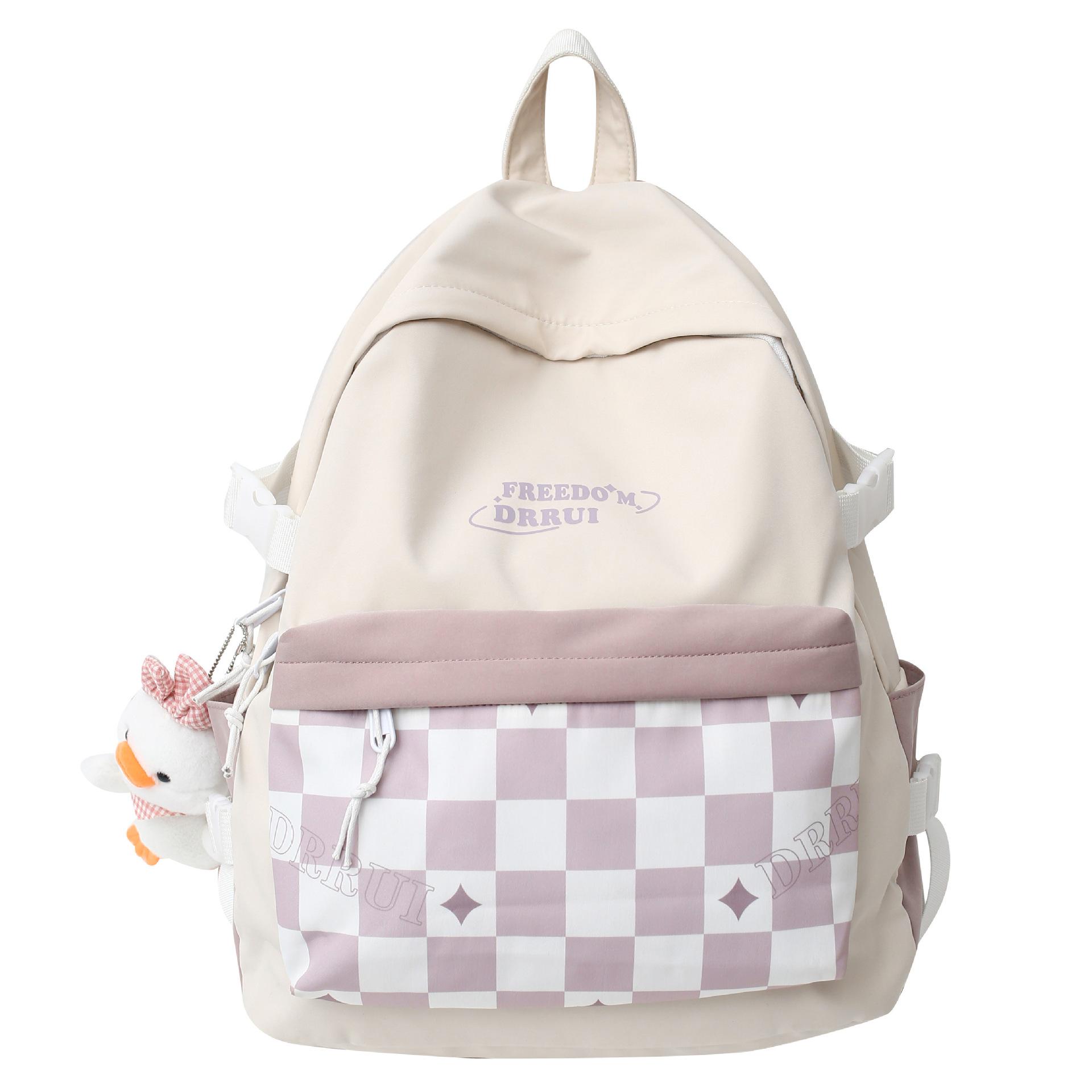 

Chessboard tide backpack Japanese Harajuku casual backpack junior high school college student fashion large-capacity student schoolbag Single pack