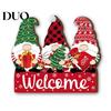 Festive Cartoon Santa Deer Ornaments Christmas Wooden Pendant, Decorative Reindeer/Santa Claus/Gnome Pattern Hanging Sign, Welcome Sign with