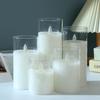 LED Tea-Colored Glass Candle Set with Remote Control and Simulated Flame