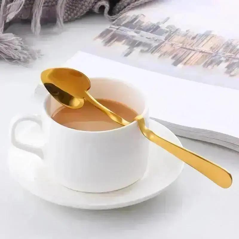 New Kitchen Tableware Creative Shape Coffee Spoon Honey Shape Tea Coffee Cup Hanging Spoons Stainless Steel Heart Teaspoon Tools