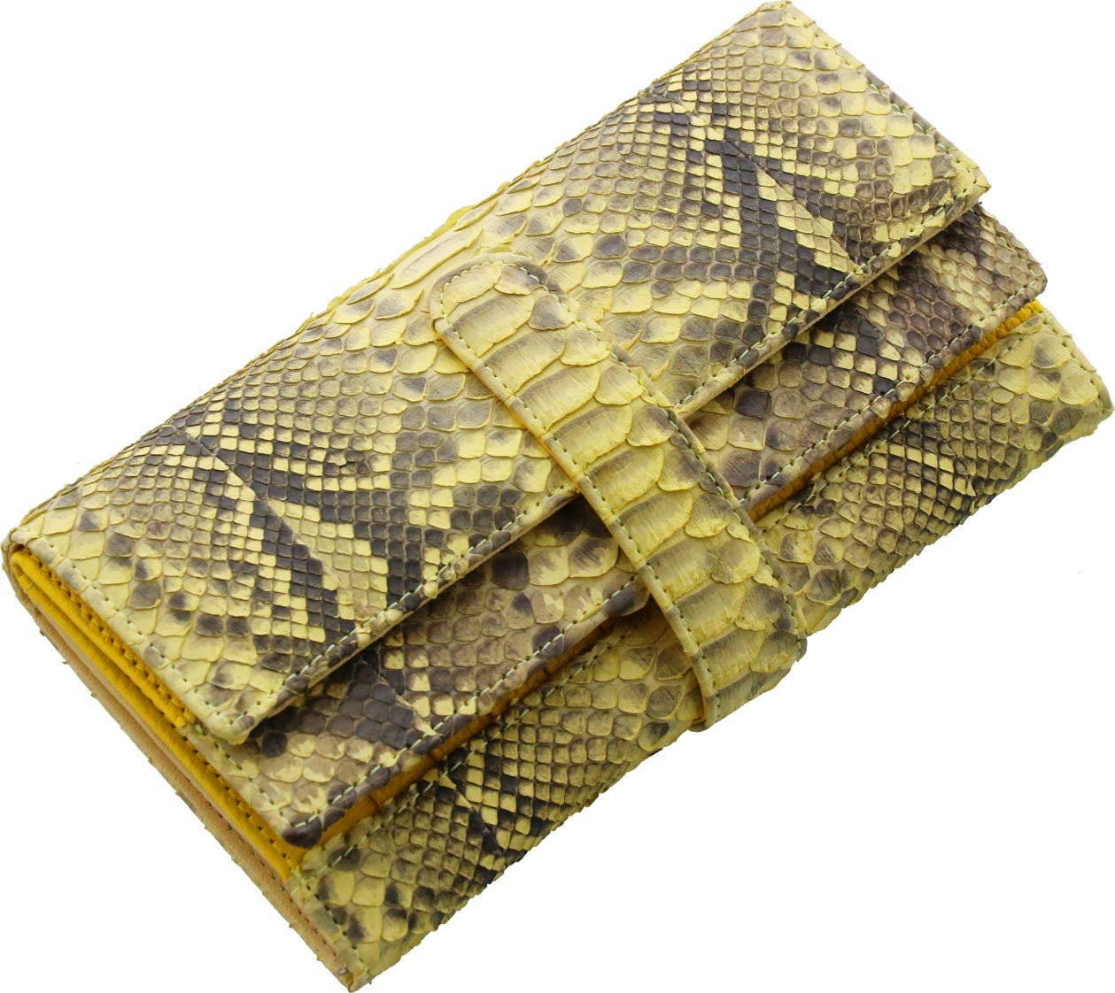 

Long Wallet Garcon Coin Purse Large Diamond Yellow [Sankyo Shokai] Women s Python жовтий