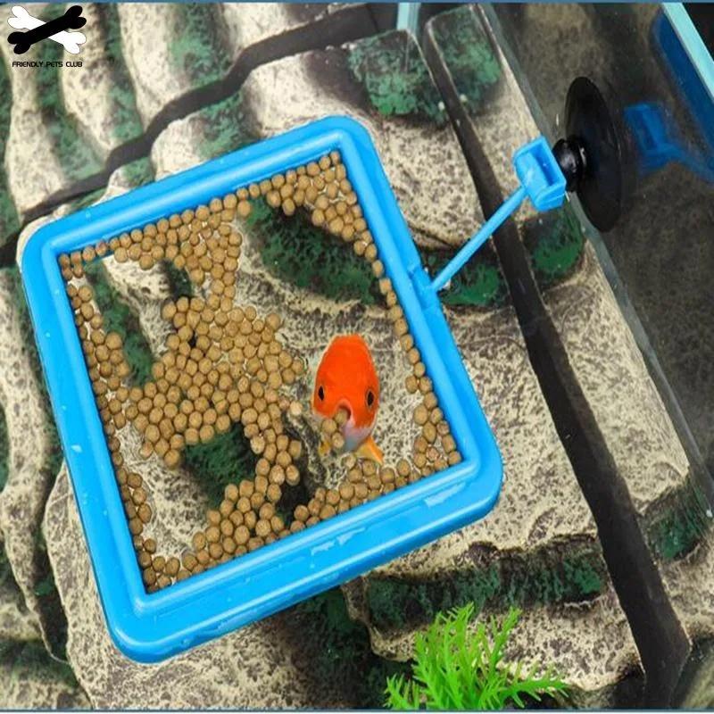 2PCS Aquarium Feeding Ring Fish Tank Station Floating Food Tray Feeder Square Circle Accessory Water Plant Buoyancy Suction Cup