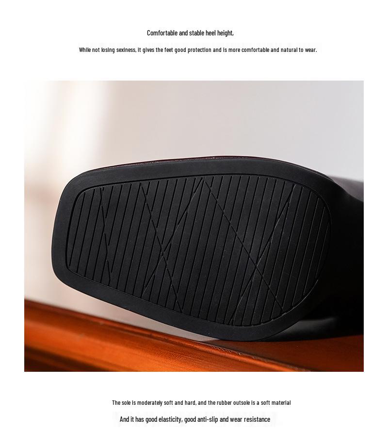 BEIJIANI 816-2 Women's Chunky Heel Ankle Boots, Square Toe, Solid Color, Soft Leather