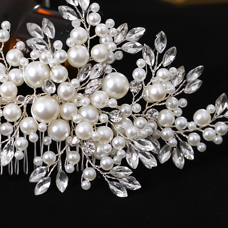 Luxurious Pearl Hair Comb Headband Rhinestone Pearl Hair Accessories For Women Wedding Accessories Tiara Headpiece