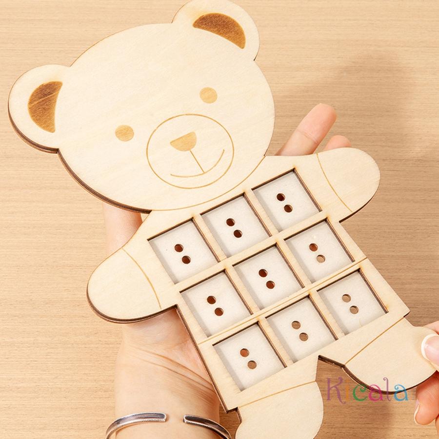 Wooden Lacing Bear Toy with pattern cards Learning Sewing Toy Shape Color Sorting Montessori math toy Match toddler game  Gifts