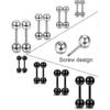8 Pairs Stainless Steel Ball Stud Earrings Barbell Cartilage Helix Ear Piercing 3-6mm 2 Colors 18g (4 Pairs White+4 Pairs Black) -