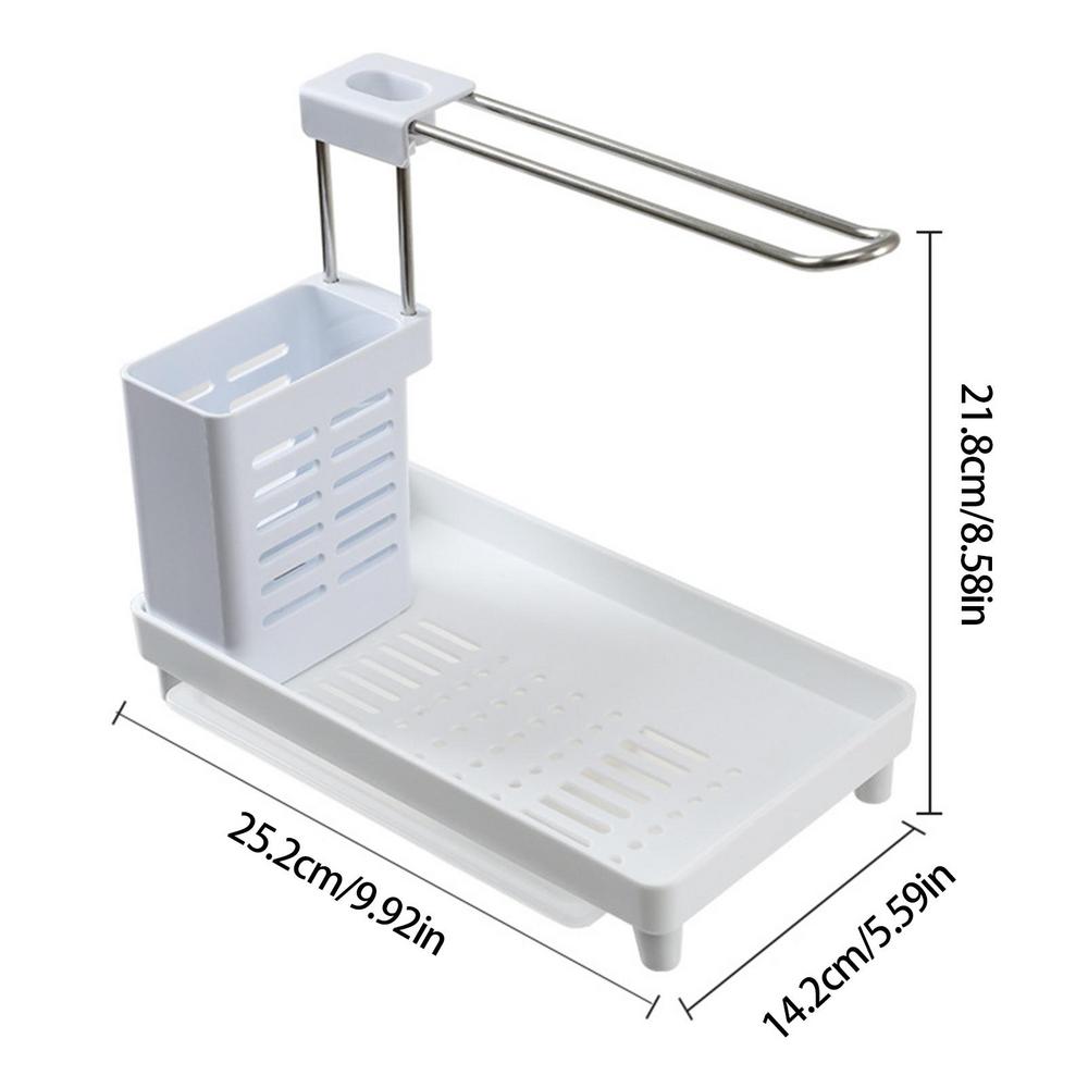 Sink Storage Rack 2-in-1 Multifunction Sponge Towel Drain Holder Rack Kitchen Sink Countertop Storage Holder Kitchen Organizer