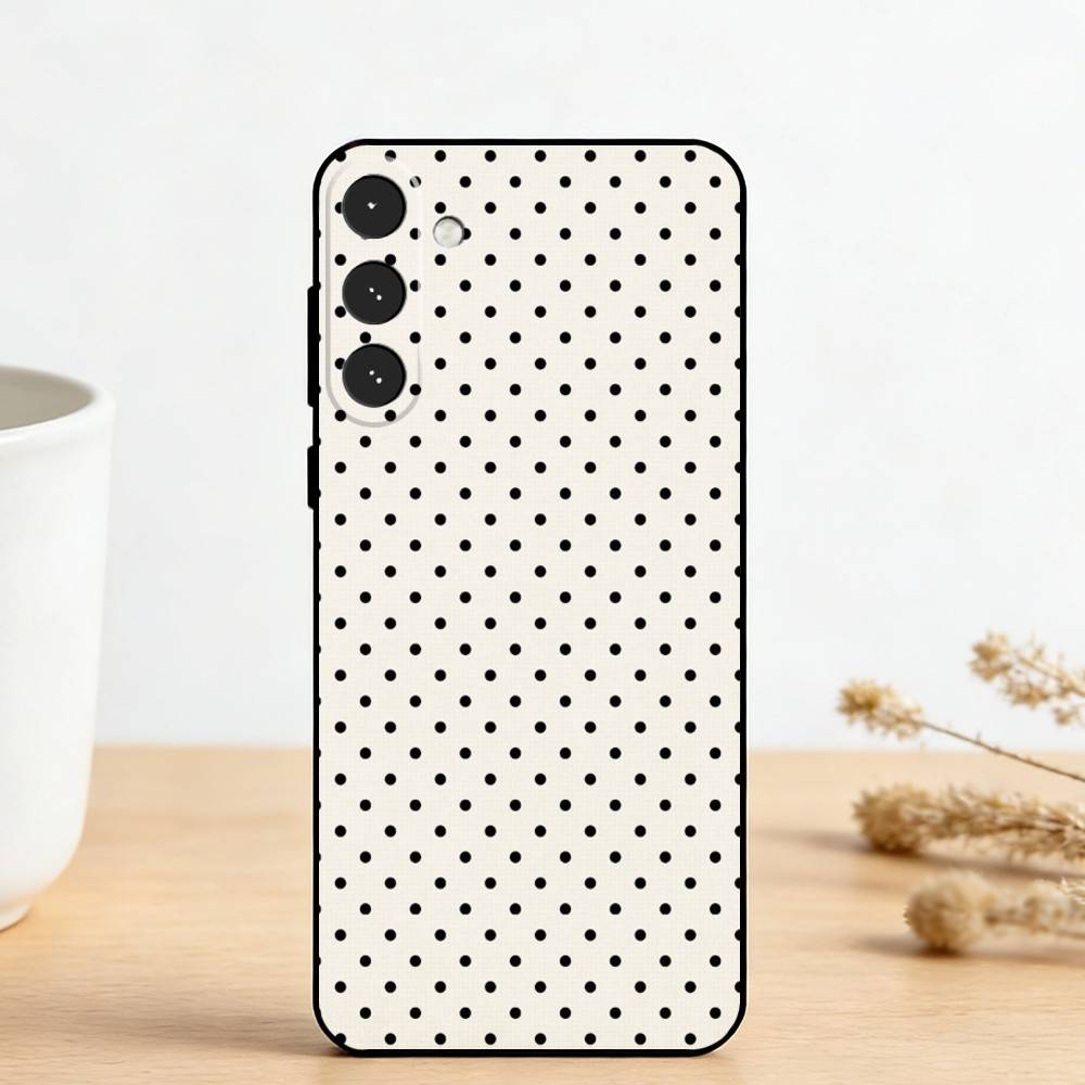 Coque de téléphone à pois style V-Vintage pour Samsung Galaxy A73, A72, A71, A70, A53, A52, A51, Autres Housse souple noire