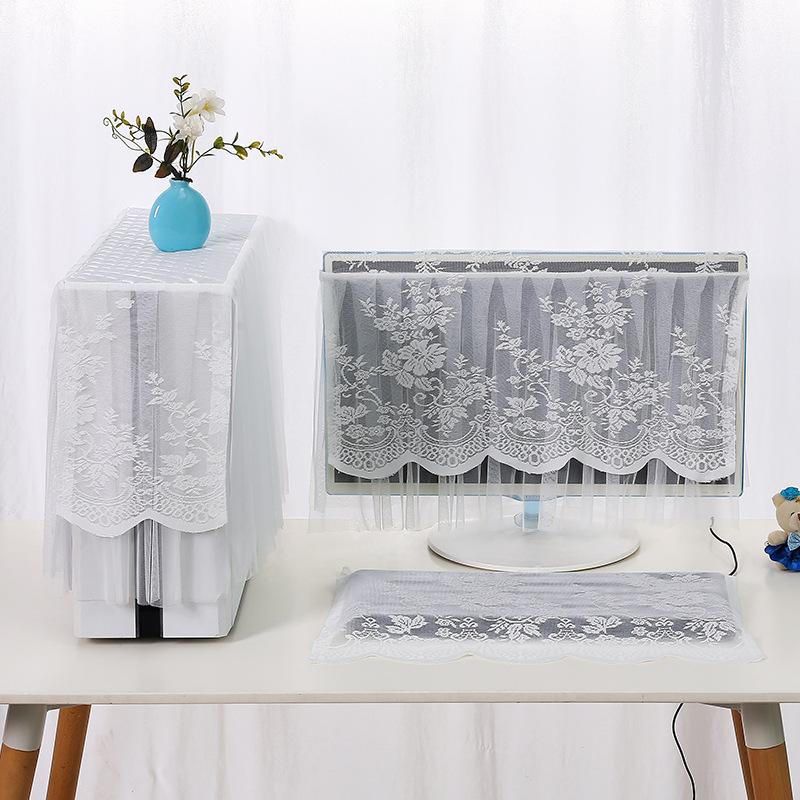 17/24/27inch 3Pcs European Lace Desktop Computer Dust Cover Computer Cover LCD Monitor Protective Cover Keyboard Dustproof