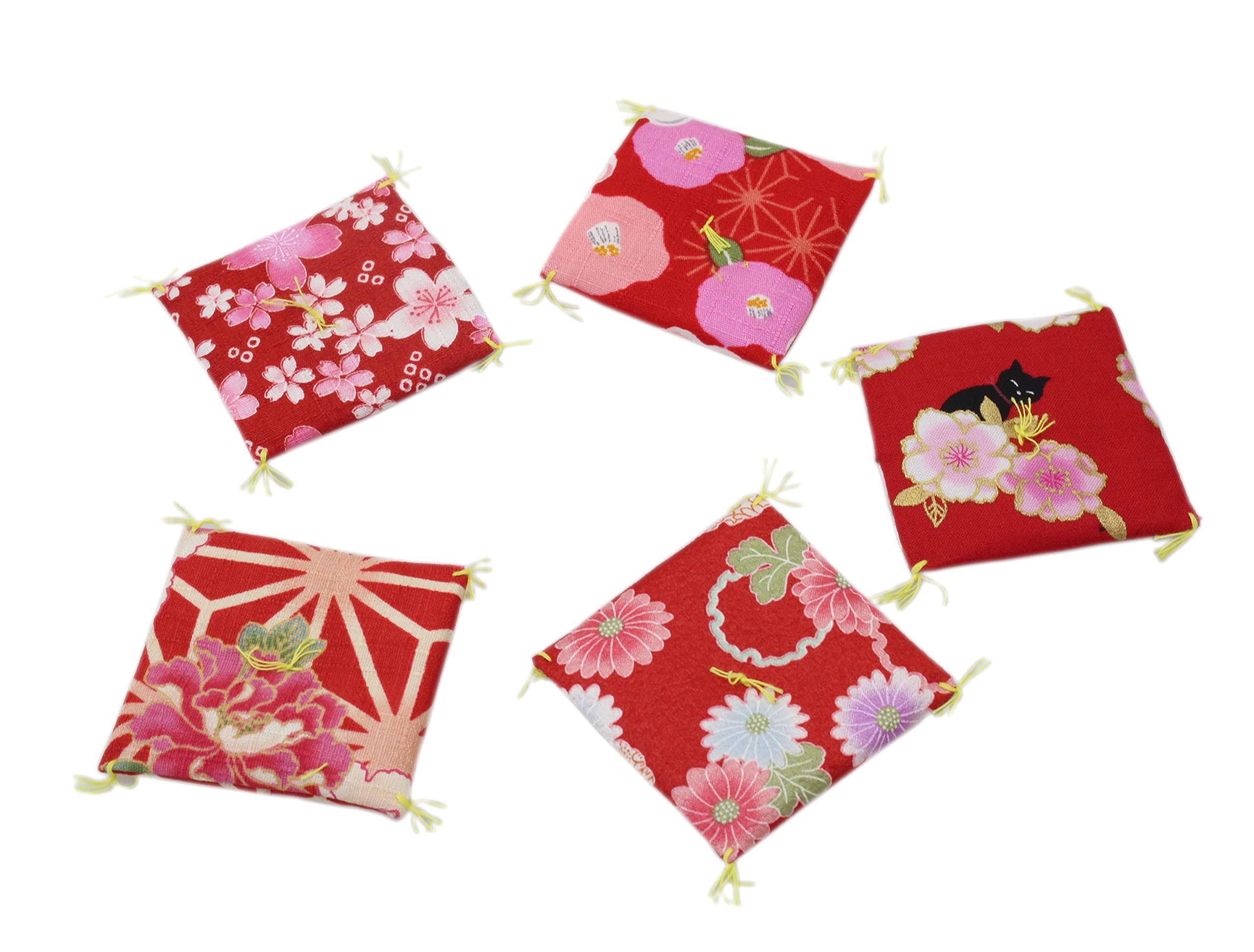 

Мини-подушка Castle Enterprises для счастливых кошек и 5 узоров в ассортименте, маленькие x широкие, сделано в Японии, украшения, (красный), (Высота 6,5 6,5 см)