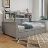 Schlafsofa 90x200, Schubladen und Regale, Lattenrost, Kinderbett, Jugendbett, Einzelbett, Massivholzbett Grau
