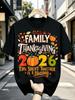 [Multicolor Printed Short Sleeve]2026 Family Thanksgiving T-Shirt Celebrating the Joy of Being TogetherAutumn Har Design T-Shirt with Vibrant Pumpkin 