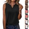 Womens Spring Tops Sleeveless Henley Tank Summer Shirts for Women Casual Floral Print Womens Summer Shirts Lightweight Blouse
