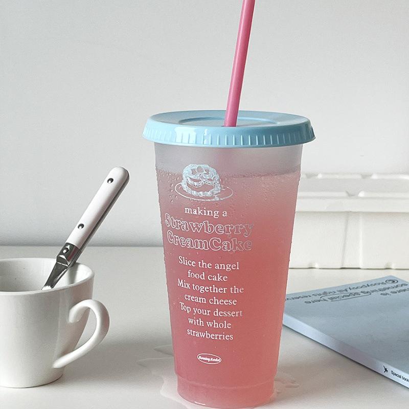 2025 Summer Recyclable Travel Mug with Straw - Large Capacity Plastic Cup