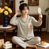 Japanese cute cartoon pajamas women's spring and autumn imitation cotton long-sleeved soft girl casual loungewear suit can be worn outside