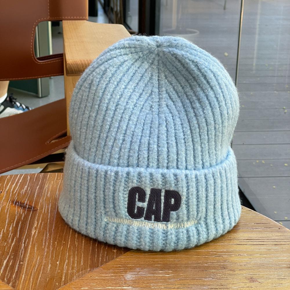 Autumn and Winter New Style Knitted Woolen Hat for Women Alphabet Versatile Couple Pullover Hat  Hip Hop Trendy Warm and Cold Hat for Men