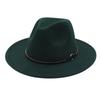 European And American Style Big-Brimmed Top Hat, Metal Ring, Rivet, Belt Accessories, Felt Hat, Light Top Fedora Hat, Foreign Trade Monochrome Hat