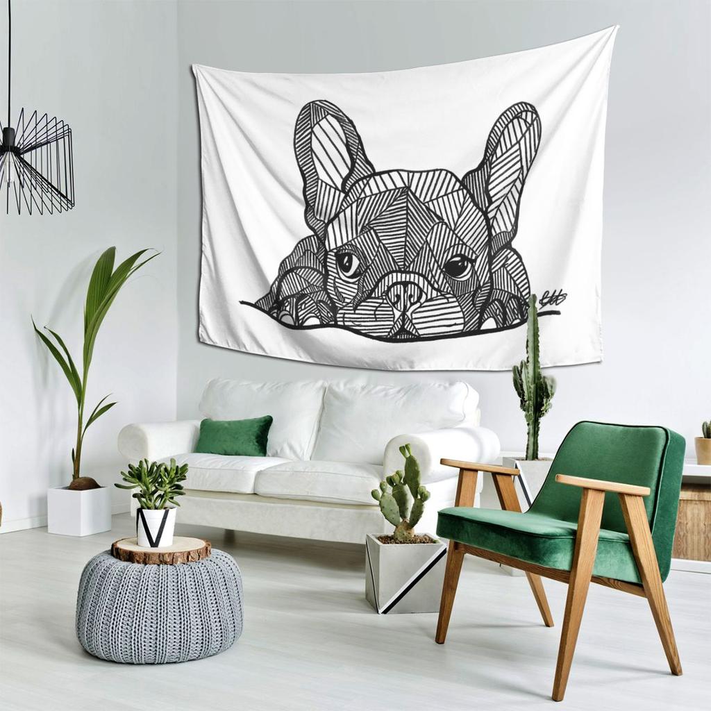 French Bulldog Puppy Tapestry Decor Art Aesthetic Tapestries for Living Room Bedroom Home Wall Cloth Wall Hanging