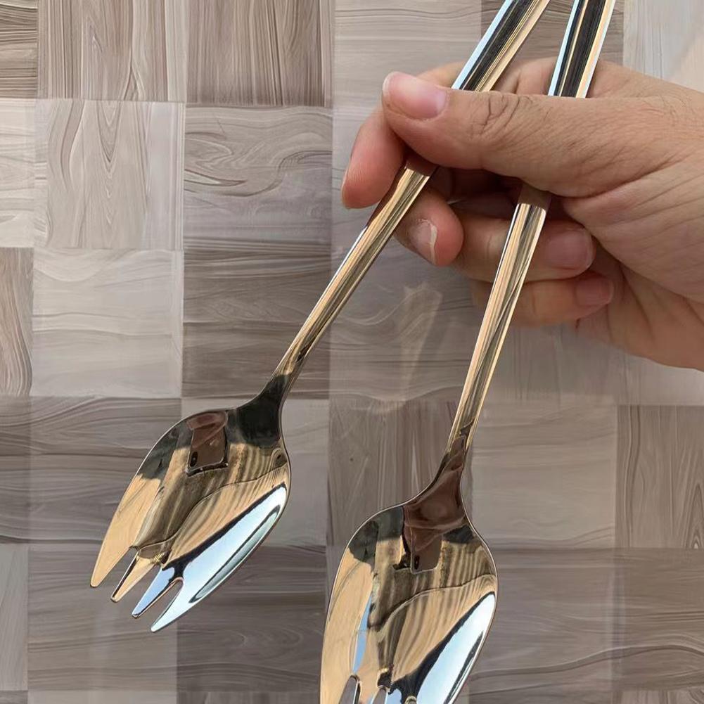 5 Pezzi Spork Forchetta Cucchiaio Acciaio Inossidabile Posate Multiuso Portatile Forchetta per Noodles per Dessert Gelato Insalata