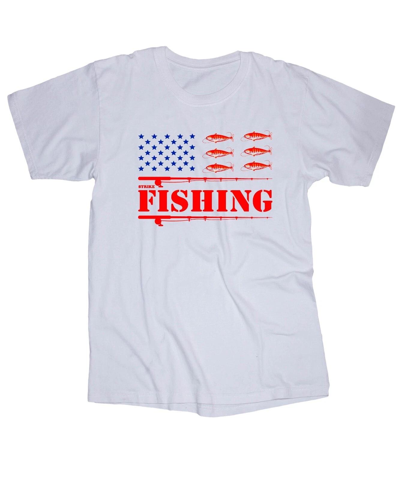 STRIKE Fishing American white T-shirt Lures Boating Lake Fishing Rod Marina Bass S