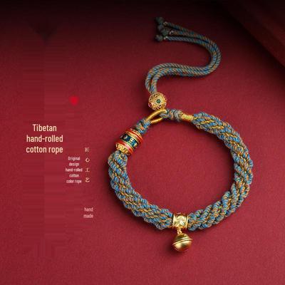 Tibetanskt sexstavigt mantra flätat rött snöre armband med thangka hängsmycke