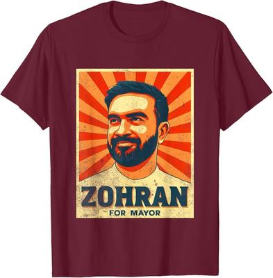 Zohran Mamdani für Bürgermeister Merch, Zohran Mamdani kastanienbraunes T-Shirt